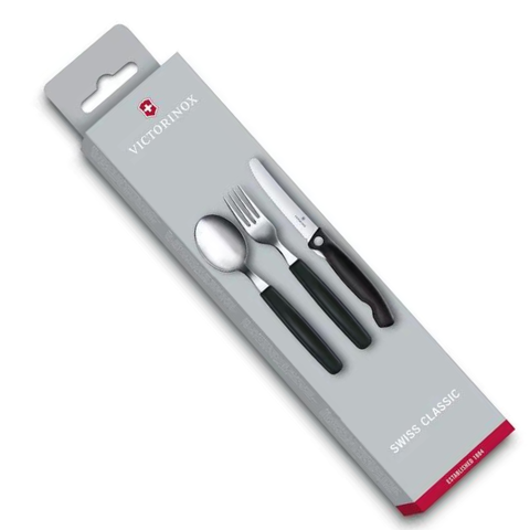 Conjunto Swiss Classic Dobrável 3 Peças Victorinox 13cm Preto