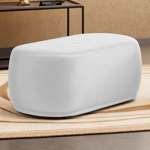 Puff Decorativo Orgânico Living Molly 02 Lugares Couríssimo Branco - Desk Design Cor Branco