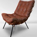 Ver imagem 6 de Kit Poltrona e Puff Costela Base Fixa Corino Caramelo- Somar Móveis