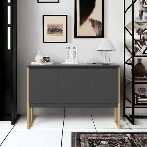 Buffet Industrial Bérgamo Preto Dourado