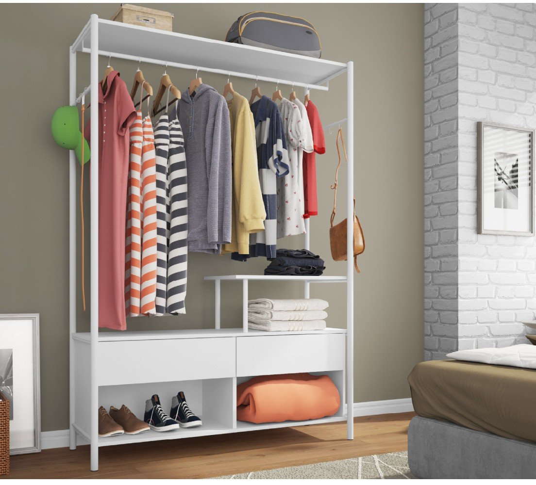 Guarda-Roupa Closet Modulado Barcelona Branco | MadeiraMadeira
