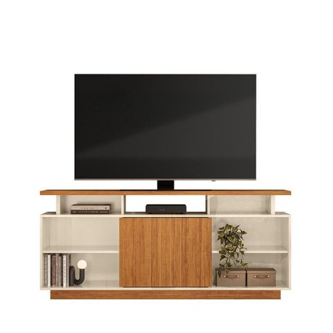 Rack Bancada para TV Salvador 65" 160cm MDF MDP com Porta Deslizante Off White-Canela Möbler