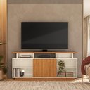 Ver imagem 4 de Rack Bancada para TV Salvador 65" 160cm MDF MDP com Porta Deslizante Off White-Canela Möbler