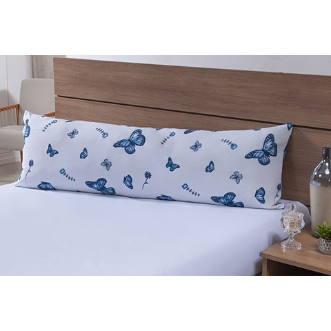 Fronha para Travesseiro de Corpo 1,50mx50cm 100% Algodão 180 Fios Borboleta Azul