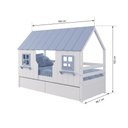 Ver imagem 4 de Cama Casinha Encantada com 02 Gavetas Madeira Maciça Branco/ Azul Housin