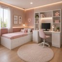 Ver imagem 3 de Quarto Juvenil com Cama Solteiro, Escrivaninha e Estante Multifuncional Smart Multimóveis MCR45369
