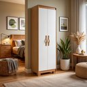 Ver imagem 1 de Sapateira Multiuso 2 Portas 5 Prateleiras com Pés 184cm Bliss Bege Amêndoa Clean/Branco