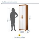Ver imagem 3 de Sapateira Multiuso 2 Portas 5 Prateleiras com Pés 184cm Bliss Bege Amêndoa Clean/Branco