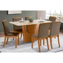 Ver imagem 1 de Conjunto: Mesa de Cozinha Vértice C/ Tampo Reto Madeirado C/ Vidro 160x80cm e 6 Cadeiras Isa Nature