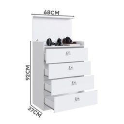 Comoda Segredo Escondido 4 Gavetas Branco Liberdade Shop Jm - 4