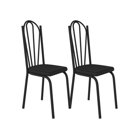 Kit com 02 Cadeiras 121 Preta Corino Preto Artefamol