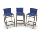 Ver imagem 1 de Kit 3 Banquetas Alta Bancada Alumínio Fendi Tela Azul