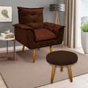 Ver imagem 2 de Poltrona Opala Cadeira Decorativa + Banqueta Bela Móveis: Marrom