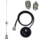 Ver imagem 1 de Antena Móvel Dual Band Suporte Magnético Imã com Cabo 4 Metros Adaptador Baofeng Sma Femea X Uhf Fem