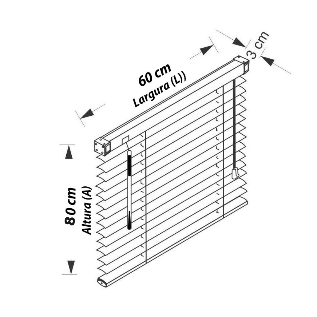 Persiana Horizontal Cortina PVC Bege 60 (L) x 80 (A) cm 0,60 x 0,80 Completa C/ Kit de Instalação - 8