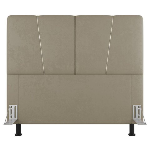 Cabeceira Cama Box Casal Queen Size Amber 160cm Estofada Linho Bege - Abmaza