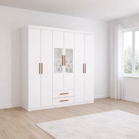Guarda Roupa com 2 Espelhos e 6 Portas Platinum -grand Line