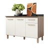 Balcão para Cozinha Fit 120cm Carvalho Nature/off White Cristal com Tampo - Nicioli - 1