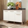 Balcão para Cozinha Fit 120cm Carvalho Nature/off White Cristal com Tampo - Nicioli - 2