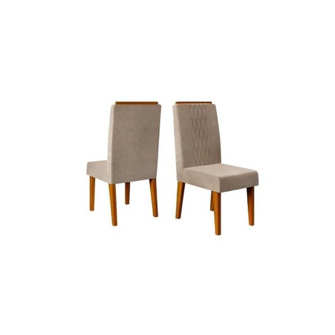 Kit 2 Cadeiras Sala Jantar Lia 2 Un Freijó/suede Kraft Bege - Dj Móveis