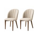 Ver imagem 1 de Conjunto de 2 Cadeiras de Madeira Maciça Estofada Donatella - Natural c/ Linho Off White