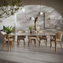 Ver imagem 3 de Conjunto de 2 Cadeiras de Madeira Maciça Estofada Donatella - Natural c/ Linho Off White