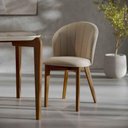 Ver imagem 2 de Conjunto de 2 Cadeiras de Madeira Maciça Estofada Donatella - Natural c/ Linho Off White