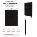 Ver imagem 7 de Cabeceira para Cama Solteiro Estofada Capitonê Luna Vilajo em Suede Preto – 0,88 m