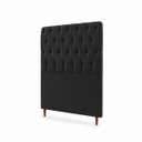 Ver imagem 4 de Cabeceira para Cama Solteiro Estofada Capitonê Luna Vilajo em Suede Preto – 0,88 m