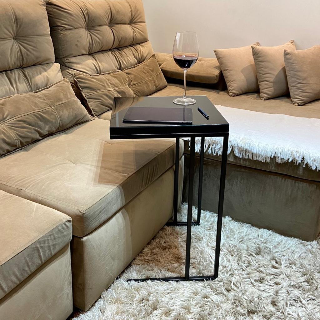 Mesa de Canto Quadrada para Sala Sofá Cama Tampo com Vidro 40x40 ...