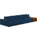Ver imagem 1 de Sofá Ilha Modular para Sala 392cm com Puff Dublin K01 Veludo Azul Sintético Caramelo - Lyam Decor