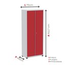 Ver imagem 3 de Armário de Escritório 2 Portas com Chave e Prateleiras Reguláveis Aço Cinza/Vermelho