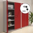 Ver imagem 7 de Armário de Escritório 2 Portas com Chave e Prateleiras Reguláveis Aço Cinza/Vermelho