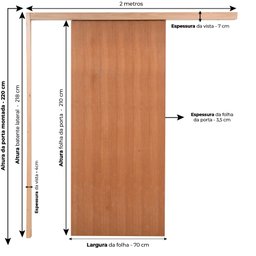 Porta de Correr P/ Verniz Kit 210x70 Completa - 2