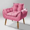 Poltrona Aconchegante Suede Rosa Pés Palitos - Belliv Decor - 1