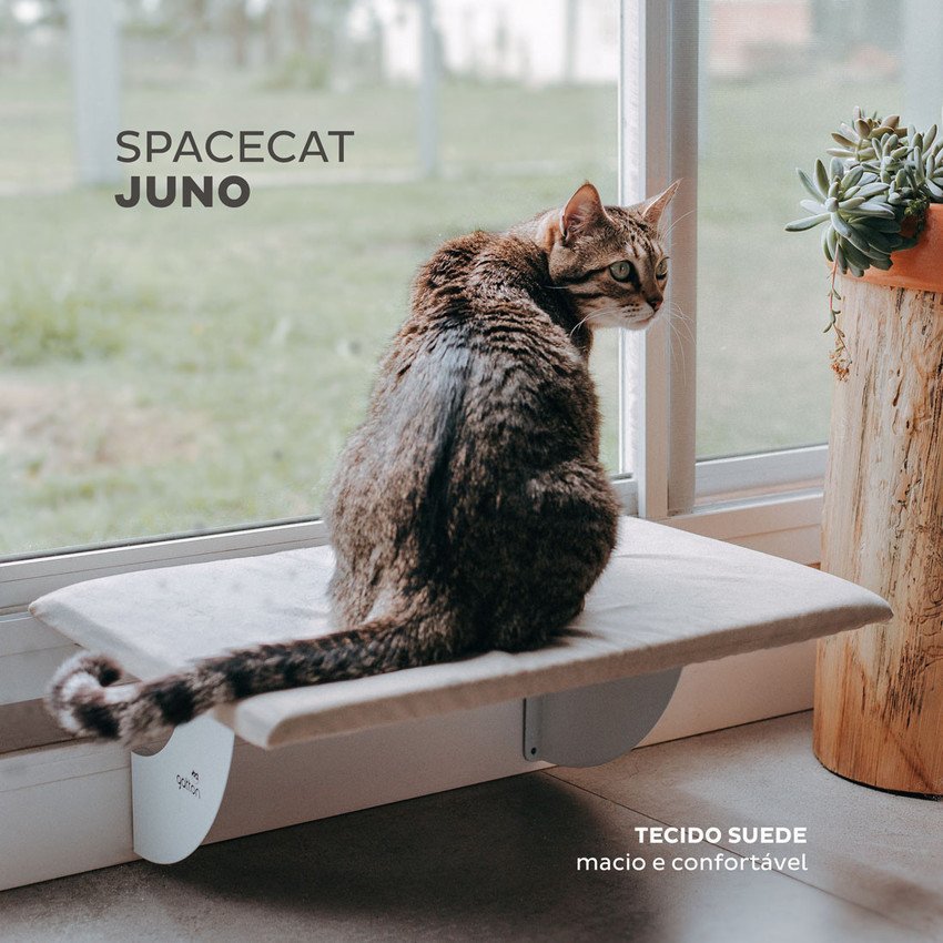 SpaceCat Juno Suede Marfim - prateleira de janela para gato - 2