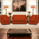 Ver imagem 1 de Kit Namoradeira + 4 Poltronas Decorativas para Sala Mila Suede Cores Pé de Plastico Cromado