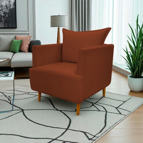 Poltrona Decorativa para Sala Recepção Escritório Consultório Reforçada Eliza Tecido Suede