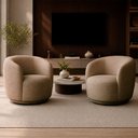 Ver imagem 1 de Kit 2 Poltronas Decorativas Sala de Estar Melissa Giratória Linho Marrom Claro M1 - Monari Design