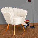 Ver imagem 3 de Poltrona Decorativa Pétala De Flor Sala veludo bege Esmalteria Salão Escritório Dalaqua Decor