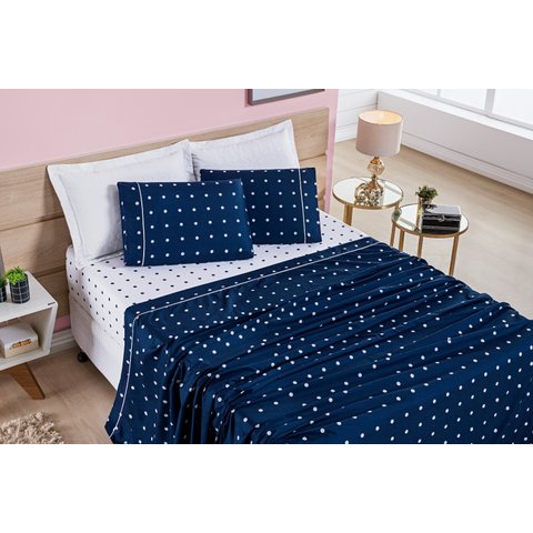 Jogo De Cama Casal King Size Romance Petit Poa  200 Fios 04 peças Super Elegante