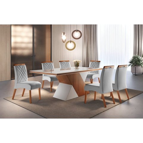 Sala de Jantar Completa 6 Cadeiras 1,80x1,0m - Helena - Requinte Salas