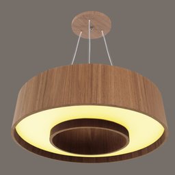 Lustre Pendente Madeira Redondo Anel 60 Cm - Freijó - 3