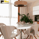 Ver imagem 5 de Lustre Pendente Madeira Redondo Anel 60 Cm - Freijó