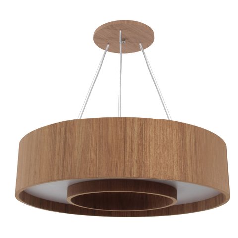 Lustre Pendente Madeira Redondo Anel 60 Cm - Freijó