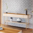 Ver imagem 2 de Aparador Sala Estar Quarto Escritório Cantinho Café 1 Prateleira Inferior Filetes Decorativos Cantos