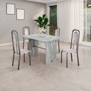 Ver imagem 1 de Conjunto Sala de Jantar com 4 Cadeiras Lara Prata/Bege