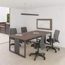 Ver imagem 2 de Mesa para Sala de Reunião com Painel para TV - Freijó e Preto Freijó e Preto