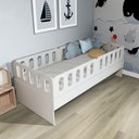 Ver imagem 1 de Cama Solteiro Mdf Bp Branco com 04 Grades e Cabeceira Megamobilia