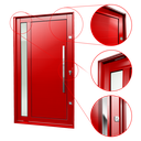 Ver imagem 3 de Porta Pivotante Alumínio Lambril Visione c/Pux.D.Elite Vermelho 216x130 Brimak